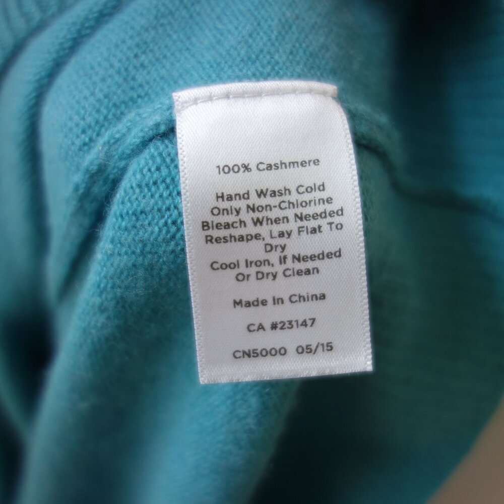 Talbots Aqua Blue Pure Cashmere 100% Crewneck Sweater 3/4 Sleeves (S Petite) EUC - Picture 10 of 10